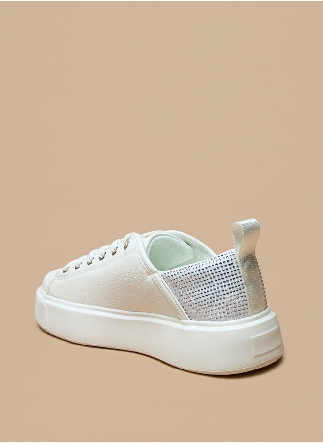 Celeste Women's Embellished Lace-Up Low Ankle Sneakers  - Image 3