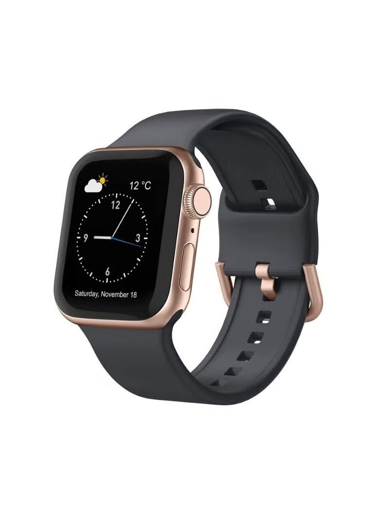 Zaboon Sport Band Compatible with Apple Watch Bands, Soft Silicone Replacement Strap with Clasp for Apple iWatch Series SE/7/6/5/4/3/2/1 42mm/44mm/45mm, Deep Grey  - Image 1