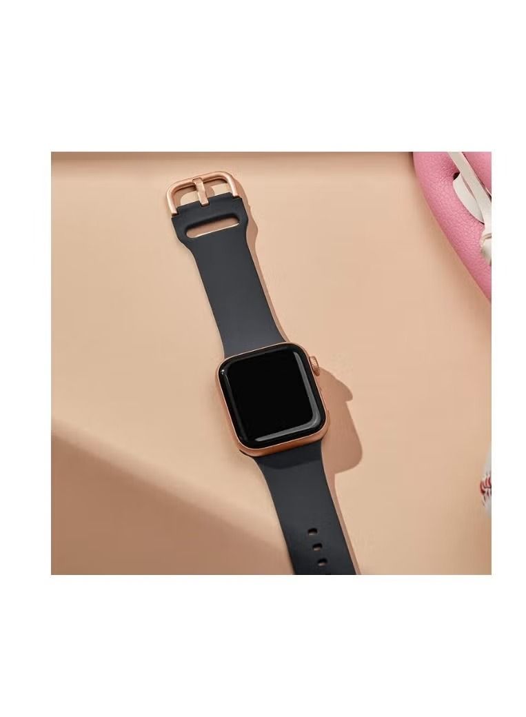 Zaboon Sport Band Compatible with Apple Watch Bands, Soft Silicone Replacement Strap with Clasp for Apple iWatch Series SE/7/6/5/4/3/2/1 42mm/44mm/45mm, Deep Grey  - Image 2
