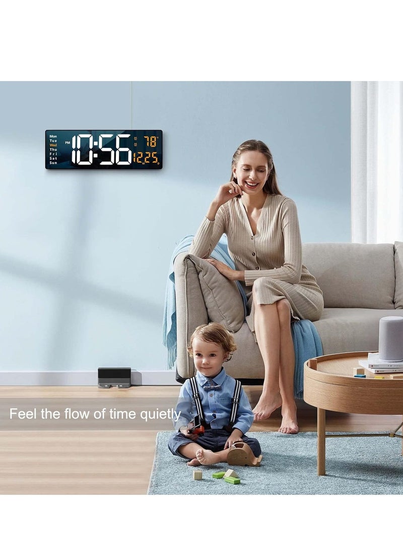 JAJEEK - Large Plastic Digital Wall Clock with 16.2 Inch Display – LED Digital Clock with Remote Control, Auto Brightness Dimming, Date, Week, Temperature Display, Stylish Orange Color, Ideal for Home, Office, Bedroom, and Living Room - Image 1