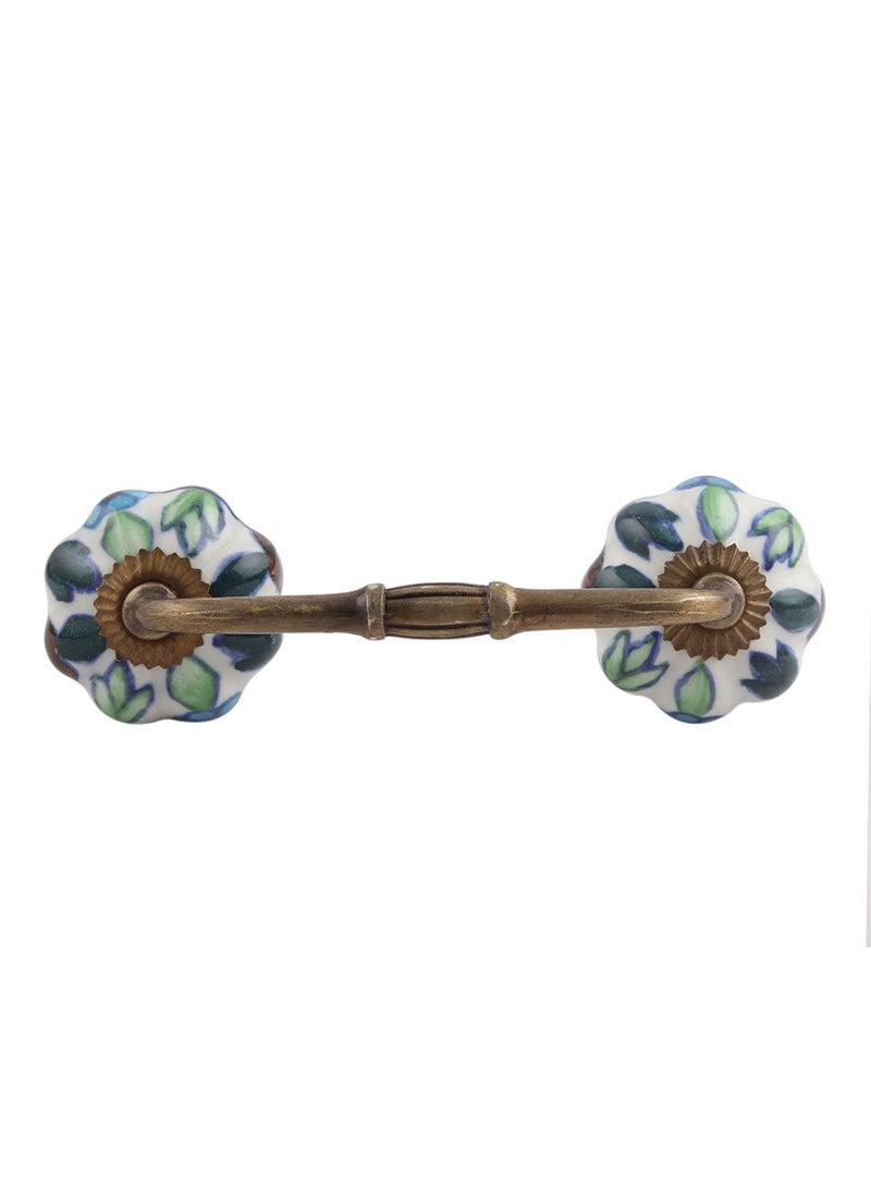 Indian-Shelf IndianShelf 1 Pack Green Decorative Drawer Pulls Unique Cabinet Handles for Door Dresser Antique Hardware 6 Hole to Hole BH138MCK33  - Image 1