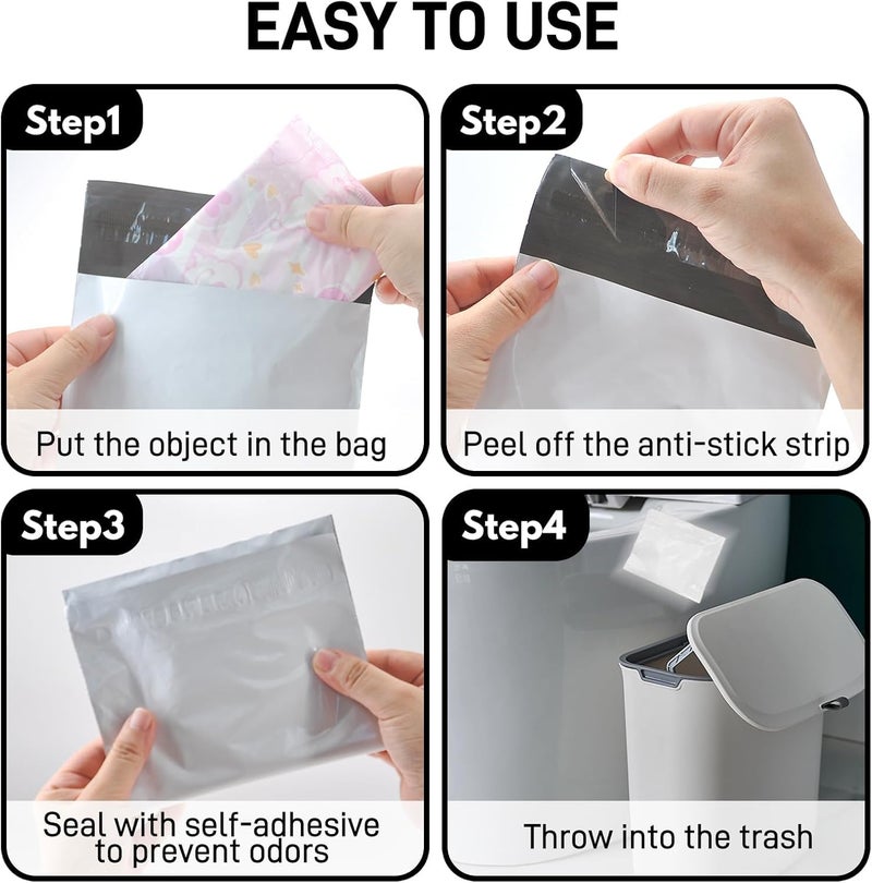 Evvorio Diaper Disposal Bags for Babies and Adults, Leakproof, Odourless, Suitable for Travel, 6.5x8 inch, 50 Pcs - Image 5