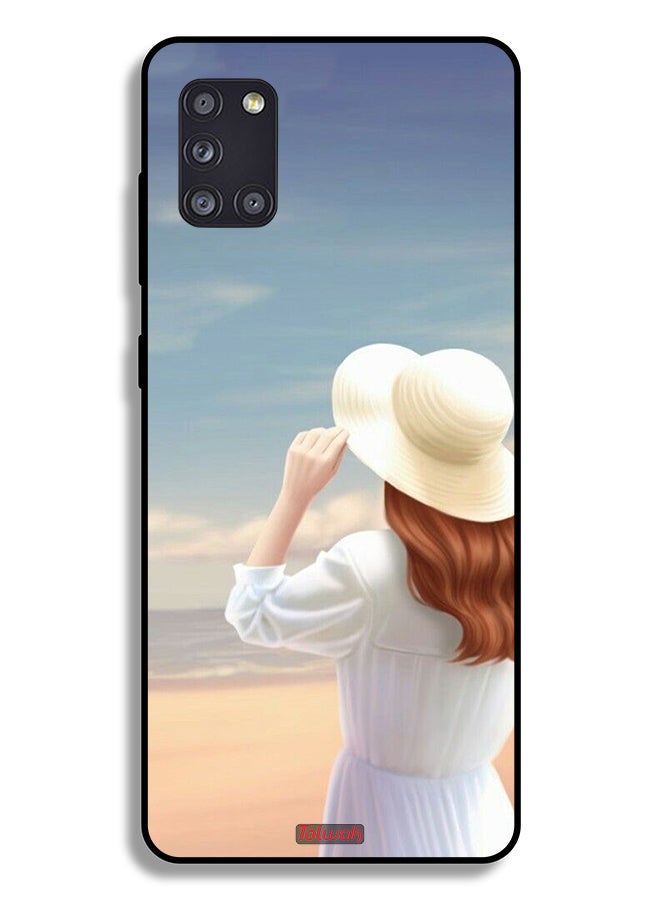 Tolwak Samsung Galaxy A31 Protective Case Cover Hat Girl Standing - Image 1