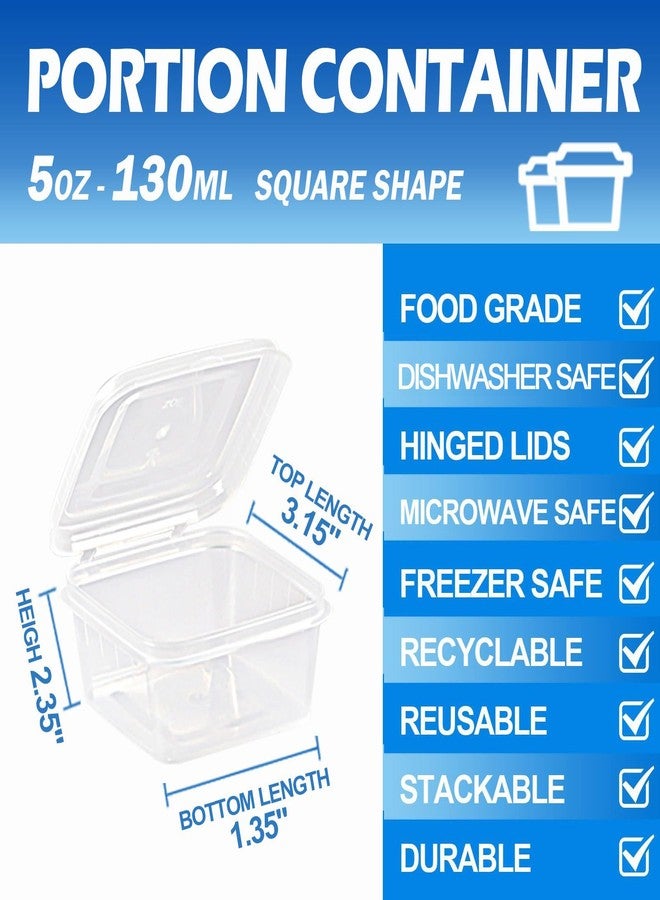 RIKICACA 5 oz Small Plastic Containers with Lids (100pack), Food Storage Condiment Containers with Lids, Portion Cups, Jello Shot Sauce Cups (Square) - Image 5