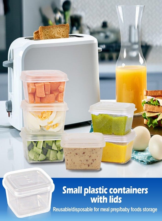RIKICACA 5 oz Small Plastic Containers with Lids (100pack), Food Storage Condiment Containers with Lids, Portion Cups, Jello Shot Sauce Cups (Square) - Image 2