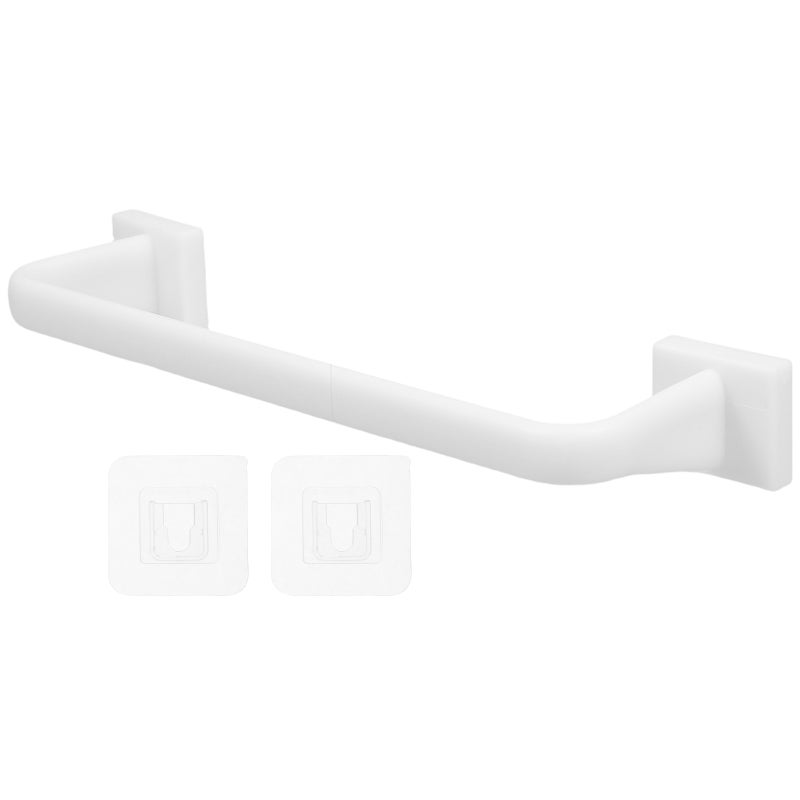 2Pcs No Drill Towel Rack Self Adhesive Towel Space-Saving Design for Home Bathroom and Kitchen White - Image 1