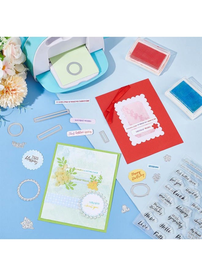 ACRNIGHEET Sentiments Clear Stamps and Metal Cutting Dies for Card Making Greeting Words Silicone Stamp and Die Cuts Set Blessing Words Transparent Stamps for DIY Scrapbooking Paper Craft Supplies - Image 4