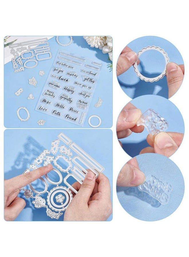 ACRNIGHEET Sentiments Clear Stamps and Metal Cutting Dies for Card Making Greeting Words Silicone Stamp and Die Cuts Set Blessing Words Transparent Stamps for DIY Scrapbooking Paper Craft Supplies - Image 5