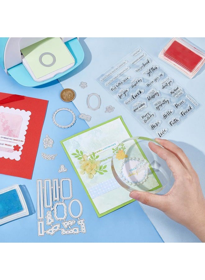 ACRNIGHEET Sentiments Clear Stamps and Metal Cutting Dies for Card Making Greeting Words Silicone Stamp and Die Cuts Set Blessing Words Transparent Stamps for DIY Scrapbooking Paper Craft Supplies - Image 3