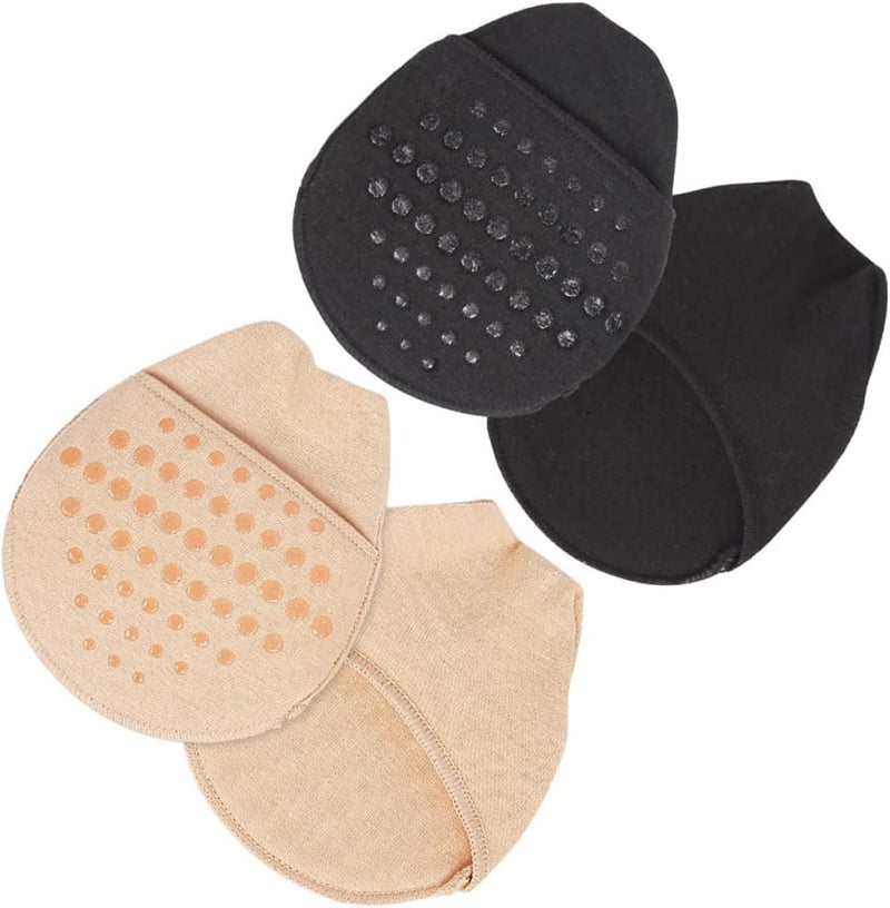 cheekyglo 4 Pairs Non-Skid Womens Shoe Non- Metatarsalgia Skin Sandals Women Blister Fabric Socks Sling Black Protector Padding Cut Big Anti-Slip Gel Heel Pouches Pads Arthritis Toeless Low - Image 3