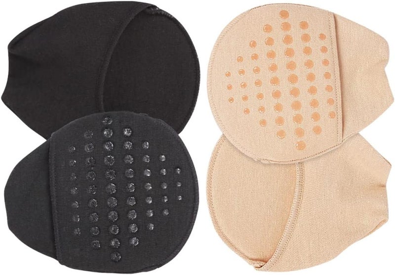 cheekyglo 4 Pairs Non-Skid Womens Shoe Non- Metatarsalgia Skin Sandals Women Blister Fabric Socks Sling Black Protector Padding Cut Big Anti-Slip Gel Heel Pouches Pads Arthritis Toeless Low - Image 2