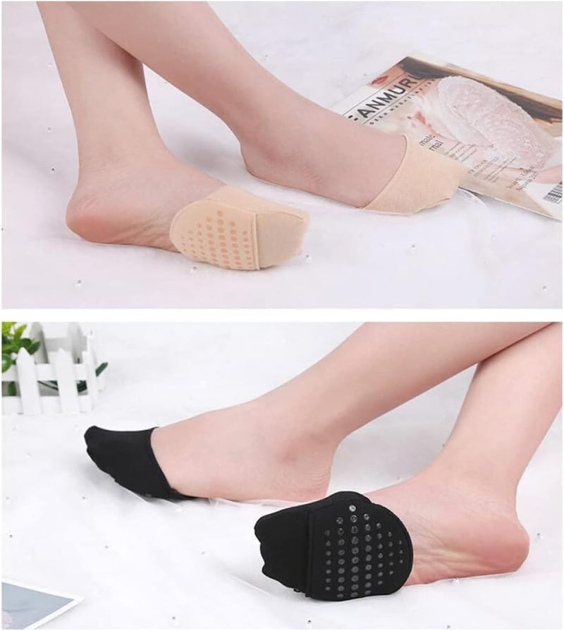 cheekyglo 4 Pairs Non-Skid Womens Shoe Non- Metatarsalgia Skin Sandals Women Blister Fabric Socks Sling Black Protector Padding Cut Big Anti-Slip Gel Heel Pouches Pads Arthritis Toeless Low - Image 5