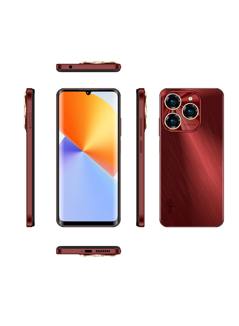 أول كول AllCall Magic 60، ذاكرة الوصول العشوائي: (4+8) 12 جيجابايت + ذاكرة القراءة فقط: 64 جيجابايت، شاشة 6.8 بوصة 720*1600 IPS HD+، بطارية 5160 مللي أمبير، لون أحمر أنيق