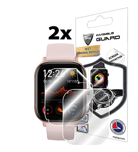 IPG for Xiaomi Huami Amazfit GTS Screen Protector (2 Units) Invisible Ultra HD Clear Film Anti Scratch Skin Guard - Smooth/Self-Healing/Bubble -Free by - Image 2