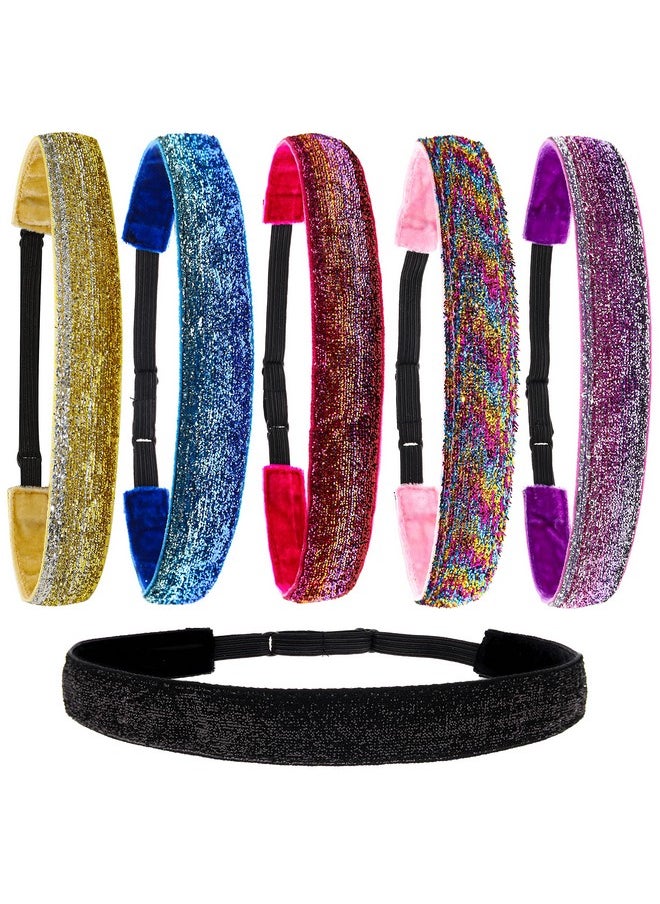 FROG SAC - FROG SAC 6 Glitter Headbands for Girls, Adjustable Non Slip Head Bands for Kids, Cute Sparkly Stretch Elastic Hair Accessories for Gymnastics For Teen Girls, Women - Image 1