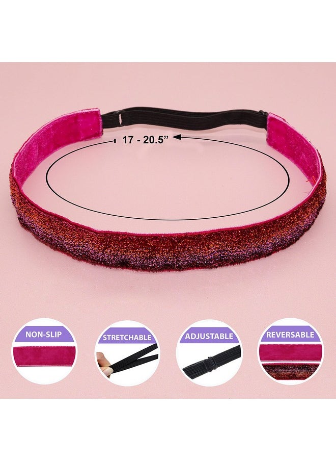 FROG SAC - FROG SAC 6 Glitter Headbands for Girls, Adjustable Non Slip Head Bands for Kids, Cute Sparkly Stretch Elastic Hair Accessories for Gymnastics For Teen Girls, Women - Image 1