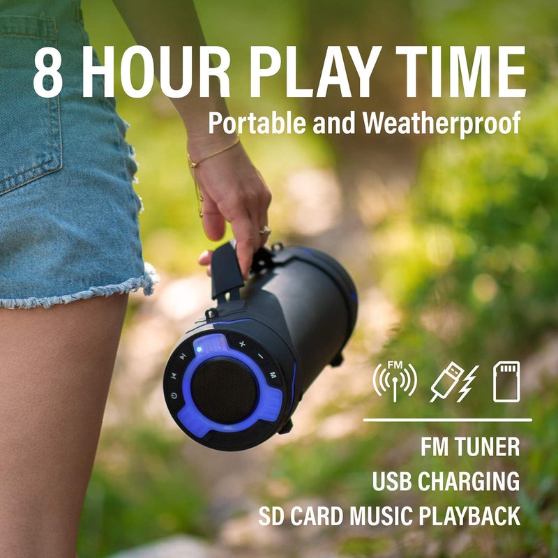 BOSS Audio Systems Tube Portable Weatherproof Bluetooth Stereo Speaker - 3-Inch, Full Range, Tweeters, 8 Hours of Play Time, Sold Individually - Image 3