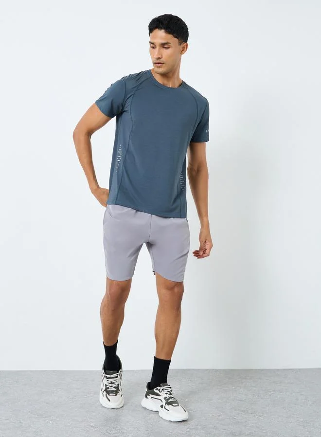 Styli Active Panel Detailing Quick Dry T-Shirt with Print Detail