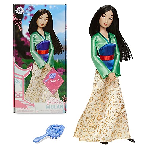 Disney store دمية موان من ديزني ستور الرسمية الكلاسيكية 11 بوصة تشمل فرشاة مع تفاصيل مصبوبة لعبة قابلة للتشكيل بالكامل في زي كلاسيكي ألعاب الأميرات من ديزني - Image 1