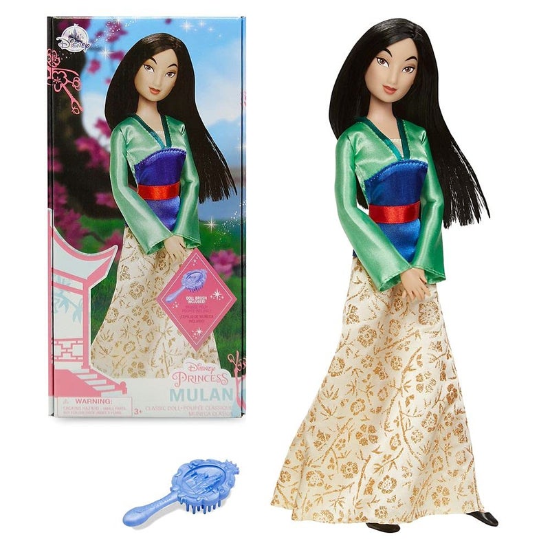 Disney store دمية موان من ديزني ستور الرسمية الكلاسيكية 11 بوصة تشمل فرشاة مع تفاصيل مصبوبة لعبة قابلة للتشكيل بالكامل في زي كلاسيكي ألعاب الأميرات من ديزني - Image 2
