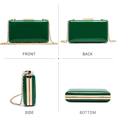 Dasein Women Evening Purses Clutch Bags Formal Party Clutches Wedding Purses Cocktail Prom Handbags (Patent Leather Green) - Image 2