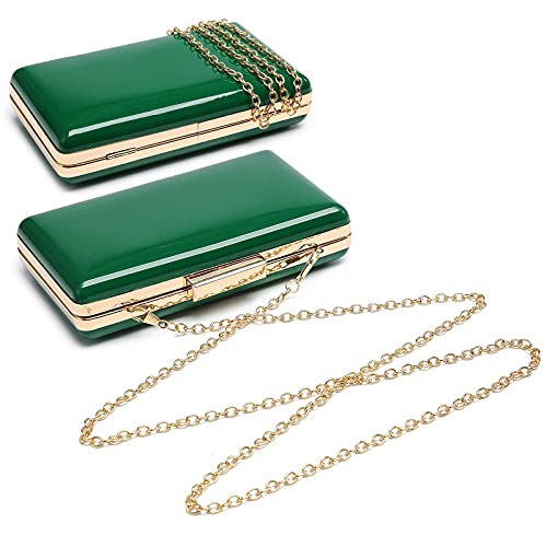 Dasein Women Evening Purses Clutch Bags Formal Party Clutches Wedding Purses Cocktail Prom Handbags (Patent Leather Green) - Image 3