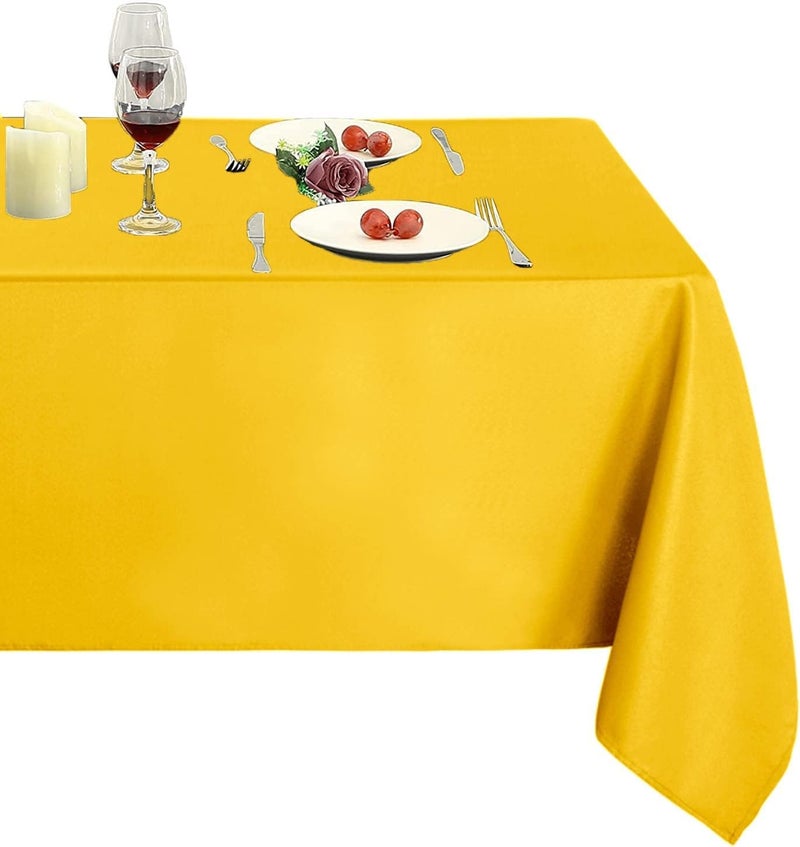 Obstal 210GSM Rectangle Table Cloth - Heavy Duty Water Proof Microfiber Tablecloth, Decorative Fabric Table Cover for Outdoor and Indoor Use (Yellow, 54 x 108 Inch) - Image 1