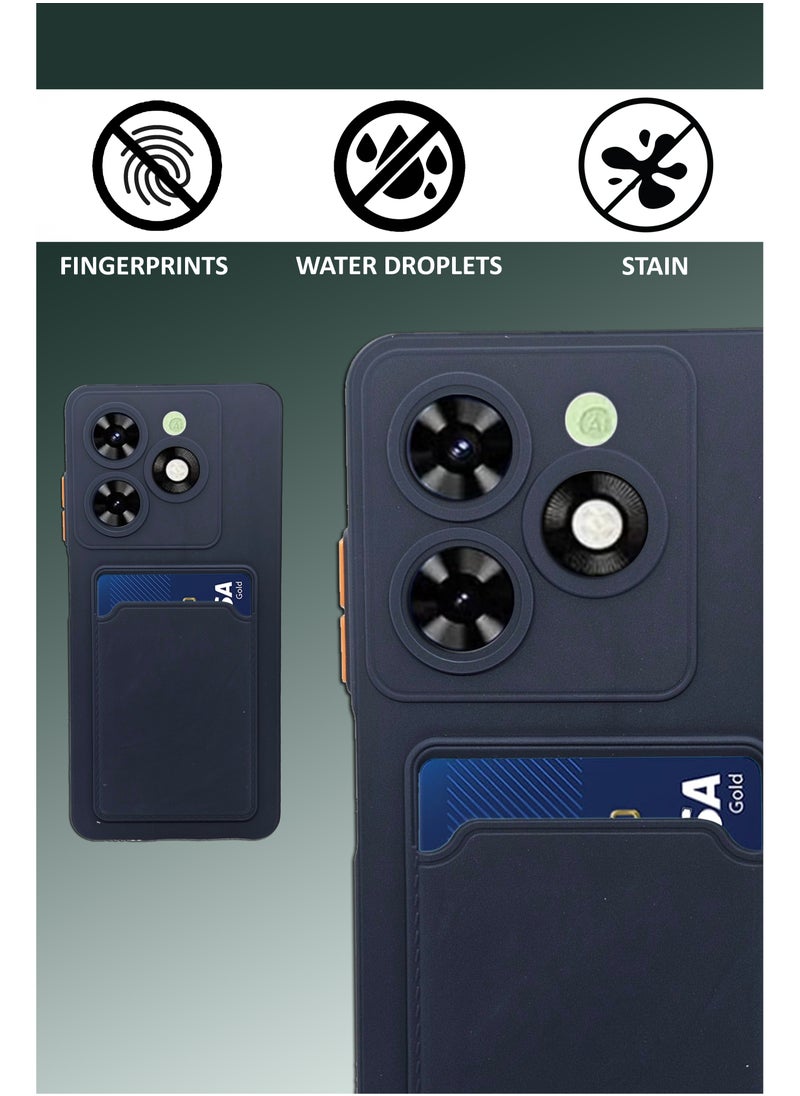 Soft TPU Phone Cover for Tecno Spark 20c,Built-in Card Slot Holder Slim Fit Protective Silicone Case-Blue  - Image 4