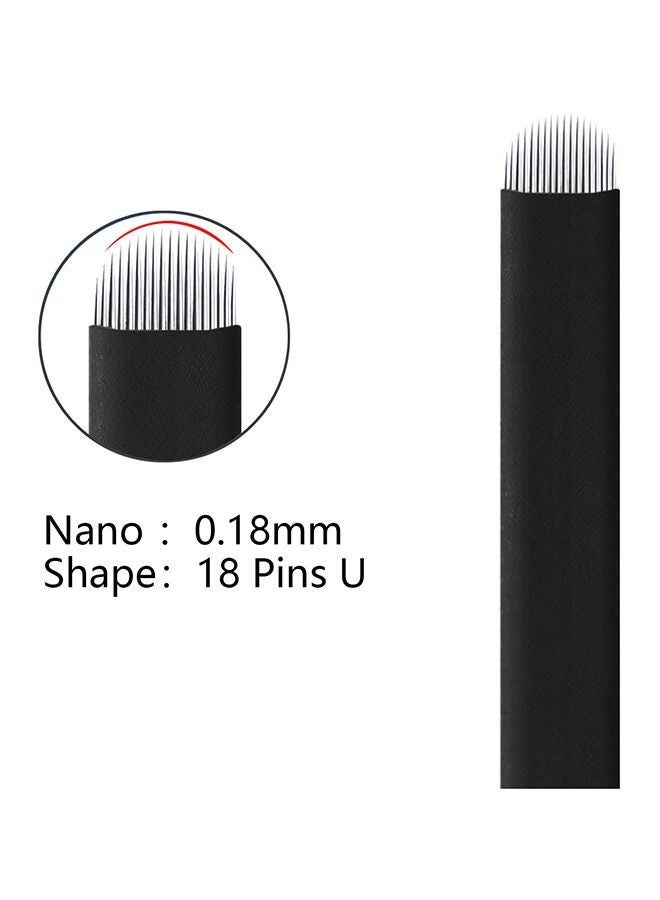 rocooart 10 Pieces Disposable 0.18mm Microblading Blade Fine Needles Permanent Makeup Curve Brow Manual Eyebrow Embroidery Tattoo Microblade Needle - U 18 Pins Shape - Image 4