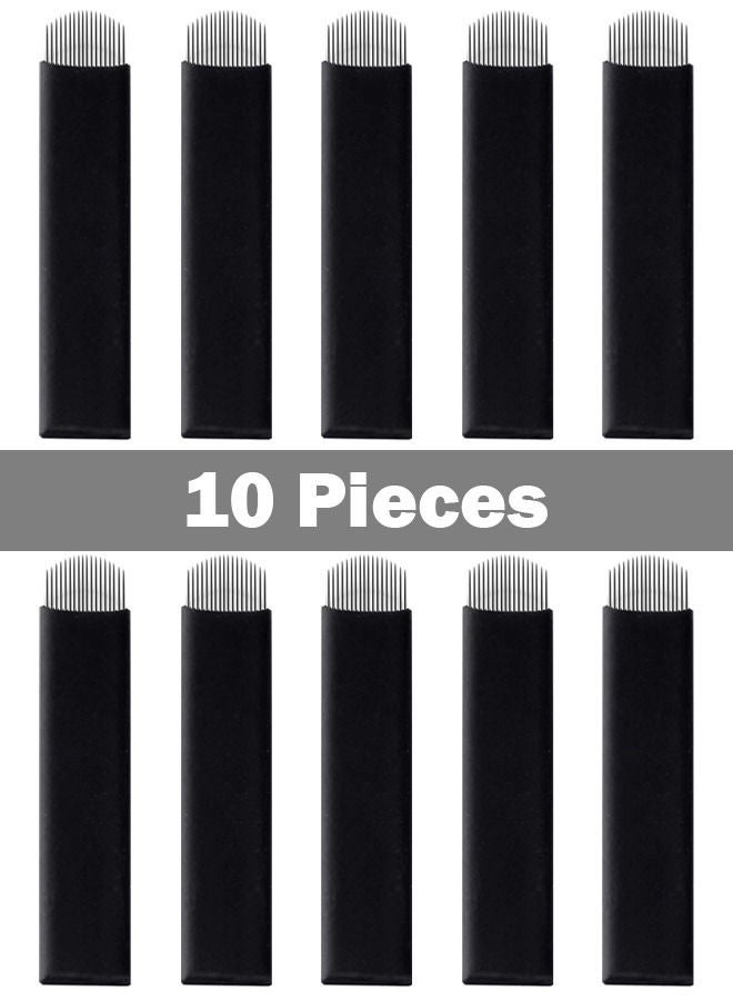 rocooart 10 Pieces Disposable 0.18mm Microblading Blade Fine Needles Permanent Makeup Curve Brow Manual Eyebrow Embroidery Tattoo Microblade Needle - U 18 Pins Shape - Image 3