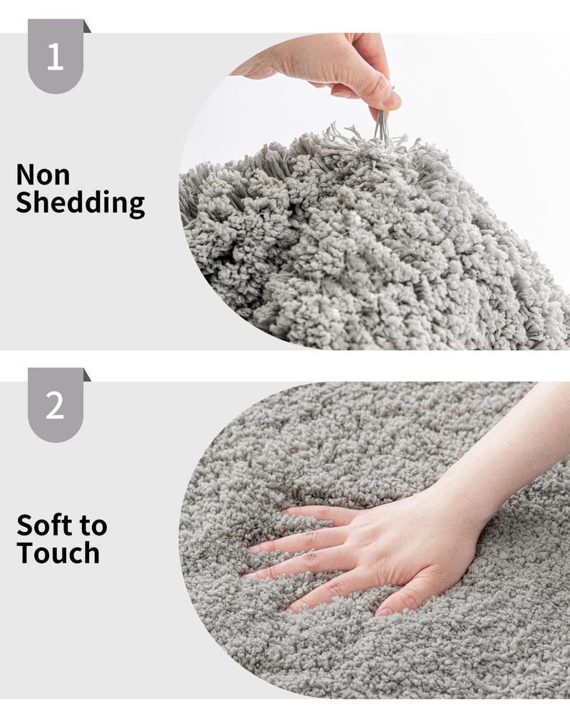 Disolla Small Bathroom Rug 17x24 Non Slip Gray Fluffy Bath Mat for Bathroom Floor Washable Plush Luxury Bath Rug for Tub Soft Shaggy Absorbent Shower Mat - Image 4