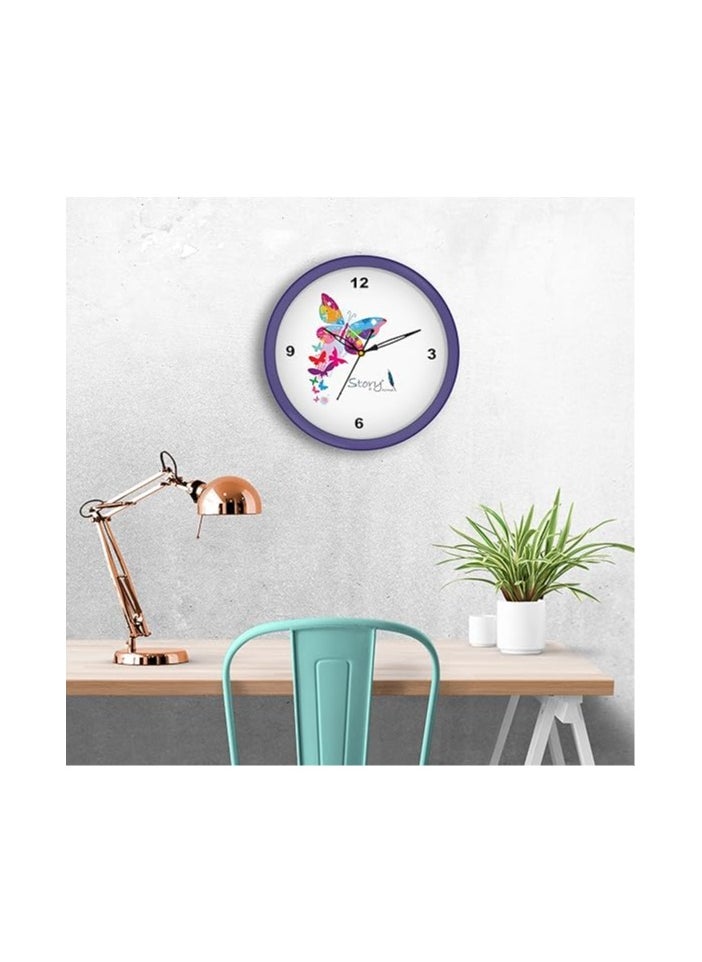 Story at Home - Story At Home Round Plastic Wall Clock, Purple, 25 X 25 X 4 cm - Image 1
