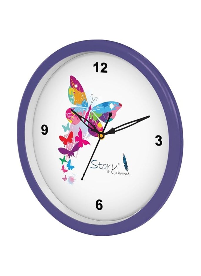 Story at Home - Story At Home Round Plastic Wall Clock, Purple, 25 X 25 X 4 cm - Image 1