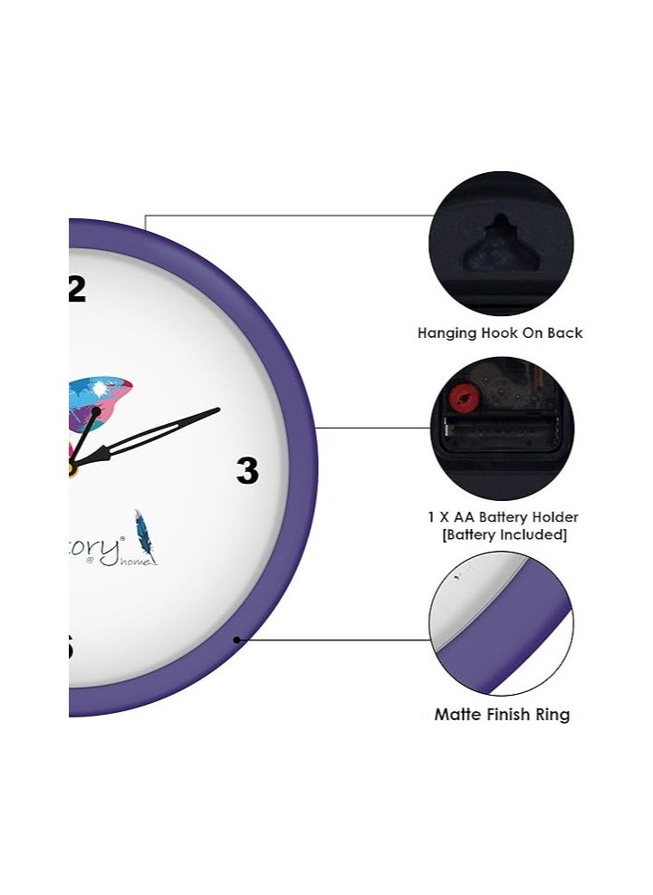 Story at Home - Story At Home Round Plastic Wall Clock, Purple, 25 X 25 X 4 cm - Image 1