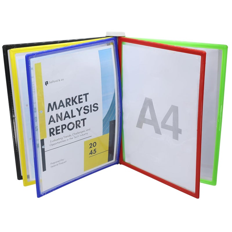 sps Presents Plastic File Folders Plastic Wall Hanging Documents Storage Folders Set of 5 - A4, Multicolored - Image 1