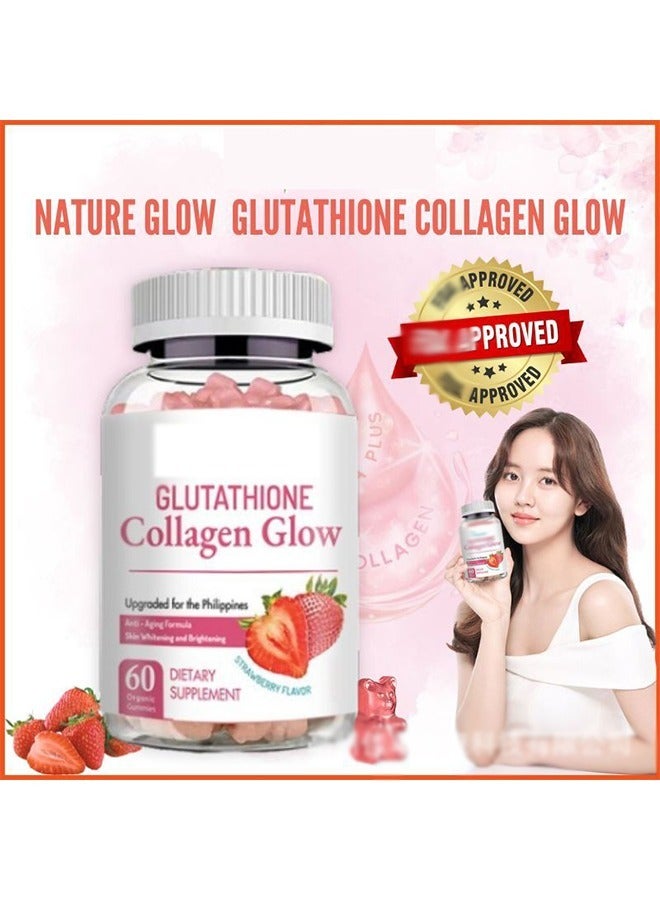 مؤكد حلوى صمغية الجلوتاثيون والكولاجين، توهج الجلوتاثيون والكولاجين للبقع الداكنة، حلوى جلوتاثيون كورية للنساء، منتج توهج البشرة بالجلوتاثيون والكولاجين مضاد للشيخوخة - Image 1