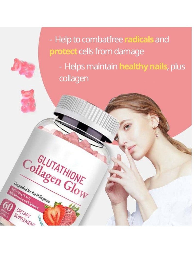 مؤكد حلوى صمغية الجلوتاثيون والكولاجين، توهج الجلوتاثيون والكولاجين للبقع الداكنة، حلوى جلوتاثيون كورية للنساء، منتج توهج البشرة بالجلوتاثيون والكولاجين مضاد للشيخوخة - Image 3