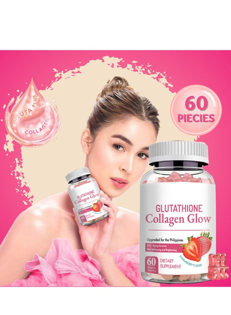 مؤكد حلوى صمغية الجلوتاثيون والكولاجين، توهج الجلوتاثيون والكولاجين للبقع الداكنة، حلوى جلوتاثيون كورية للنساء، منتج توهج البشرة بالجلوتاثيون والكولاجين مضاد للشيخوخة - Image 2