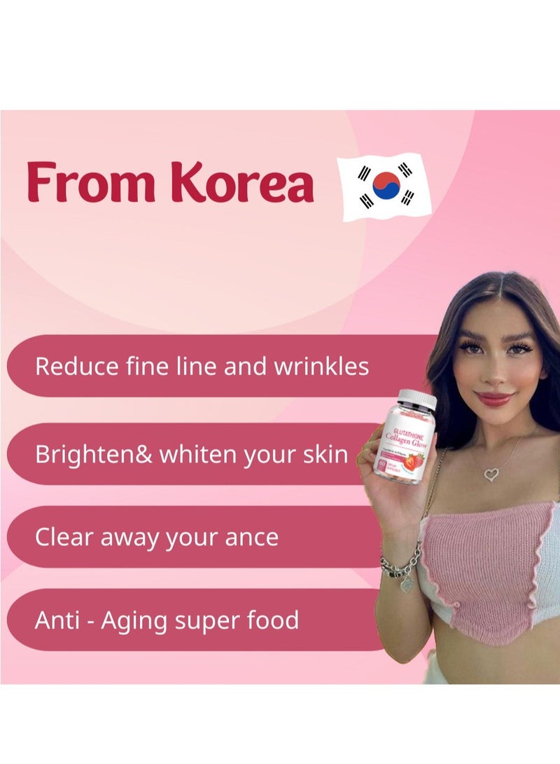 مؤكد حلوى صمغية الجلوتاثيون والكولاجين، توهج الجلوتاثيون والكولاجين للبقع الداكنة، حلوى جلوتاثيون كورية للنساء، منتج توهج البشرة بالجلوتاثيون والكولاجين مضاد للشيخوخة - Image 4