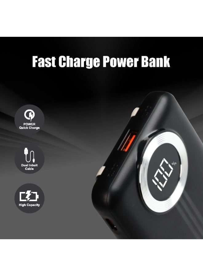 يونيكس باور بانك يونكس UX-1534 بسعة 10000mAh | شحن سريع PD 22.5W | كابلين مدمجين Type-C وLightning | شاشة LED رقمية | شاحن محمول | أسود - Image 3