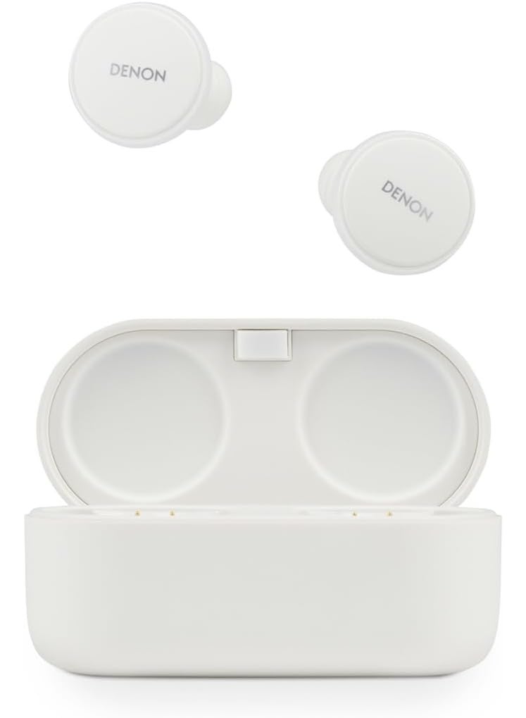 Denon PerL Pro Premium True Wireless Headphones, Personalised Sound Profile with Masimo Adaptive Acoustic Technology, Noise Cancellation, Water Resistance and Built-in Microphones, White - Image 1