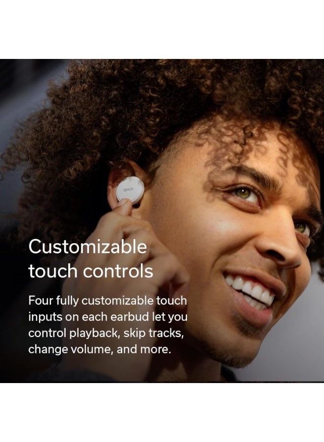 Denon PerL Pro Premium True Wireless Headphones, Personalised Sound Profile with Masimo Adaptive Acoustic Technology, Noise Cancellation, Water Resistance and Built-in Microphones, White - Image 5