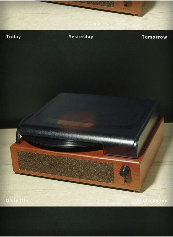 Generic - Vinyl Player Bluetooth Turntable Vinyl Record Player with Speakers Turntables for Vinyl Records 3 Speed Belt Driven Vintage Record Player Vinyl Turntable for Entertainment AUX in RCA Out - Image 1