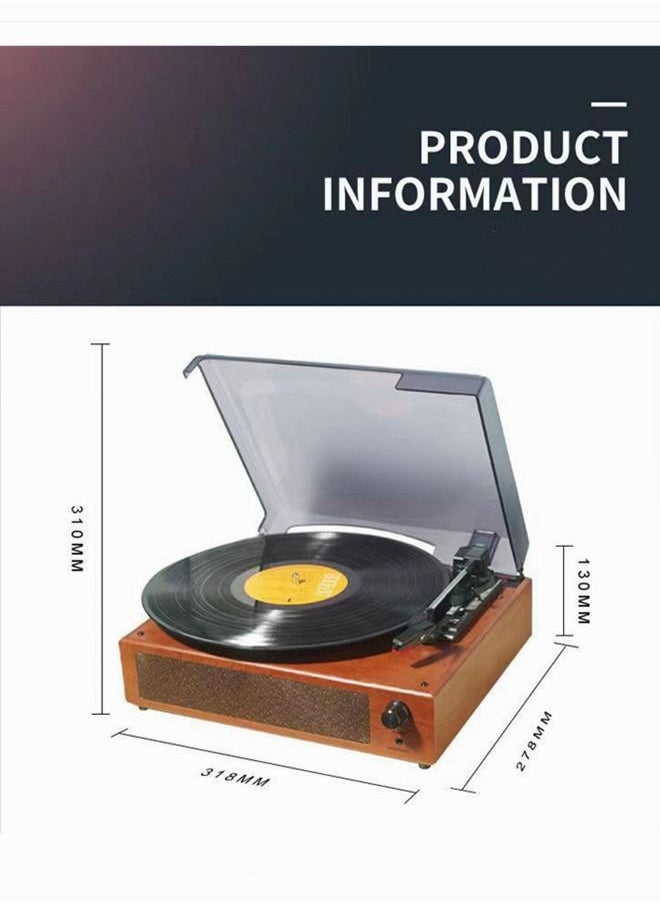 Generic - Vinyl Player Bluetooth Turntable Vinyl Record Player with Speakers Turntables for Vinyl Records 3 Speed Belt Driven Vintage Record Player Vinyl Turntable for Entertainment AUX in RCA Out - Image 1