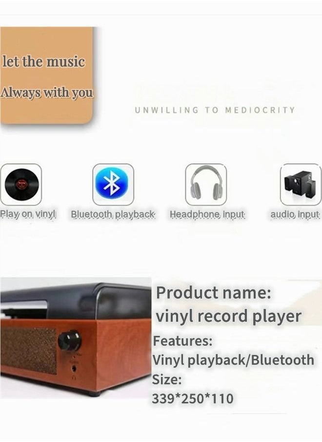 Generic - Vinyl Player Bluetooth Turntable Vinyl Record Player with Speakers Turntables for Vinyl Records 3 Speed Belt Driven Vintage Record Player Vinyl Turntable for Entertainment AUX in RCA Out - Image 1