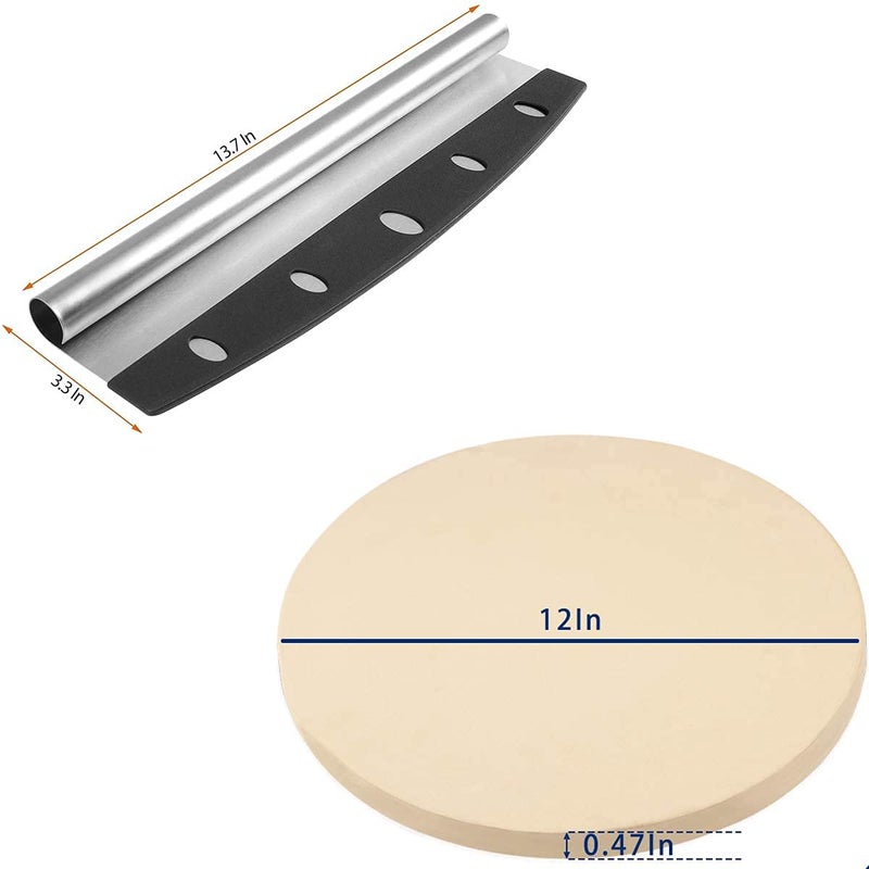 UNIQUE CART Pizza Stone for Oven and Grill,Free Rocker Cutter,Durable and Safe Baking Stone for Grill, Thermal Shock Resistant Cooking Stone-12 Inch - Image 2