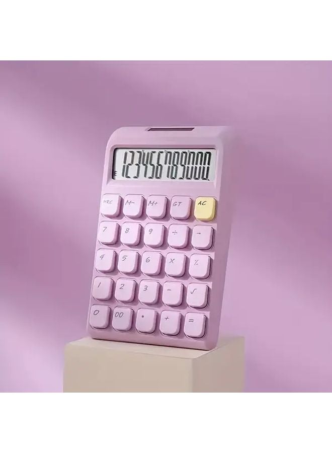Purple Solar Powered 12 Digit Large Button Scientific Calculator Dual Power High Definition Display - Image 1