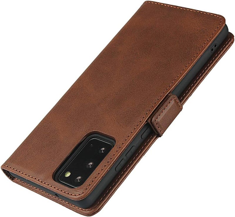 iCoverCase for Samsung Note 20 Case, PU Leather Wallet Case with Card Holder [Built-in Magnet] Shockproof Protective Flip Cover for Samsung Galaxy Note 20 - Dark Brown - Image 5