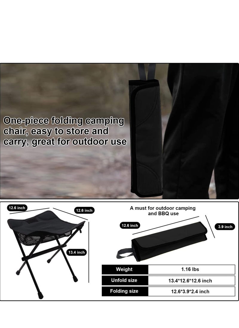Excefore - Portable Folding Stool, Lightweight Retractable Chairs with Carry Bag, Suitable for Backpacking Hiking Hunting Fishing (Black, 220 LBS） - Image 1