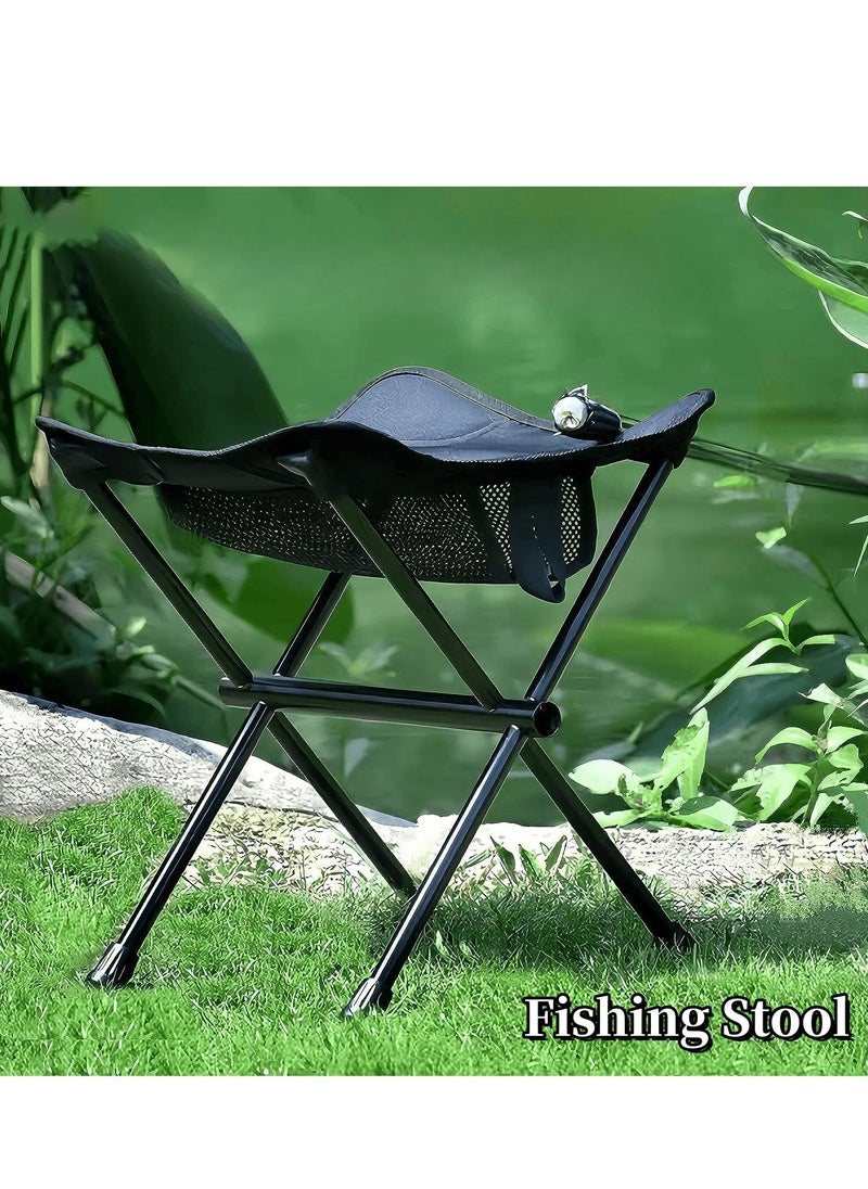 Excefore - Portable Folding Stool, Lightweight Retractable Chairs with Carry Bag, Suitable for Backpacking Hiking Hunting Fishing (Black, 220 LBS） - Image 1